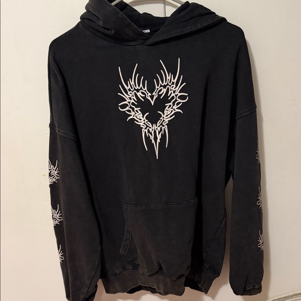 Fashion Nova Black Hoodie with White Graphic